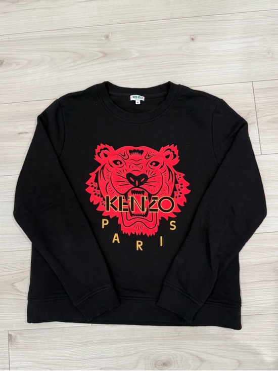 Kenzo Tops - Kenzo Black Crewneck with Red Tiger Graphic and Gold Lettering